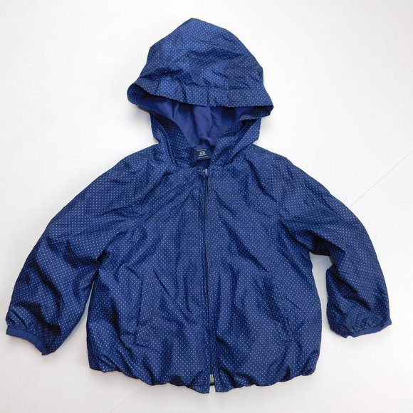 Gap Baby Girl  18-24 Months Blue Polka Dot hooded lined Windbreaker Jacket - Picture 1 of 9